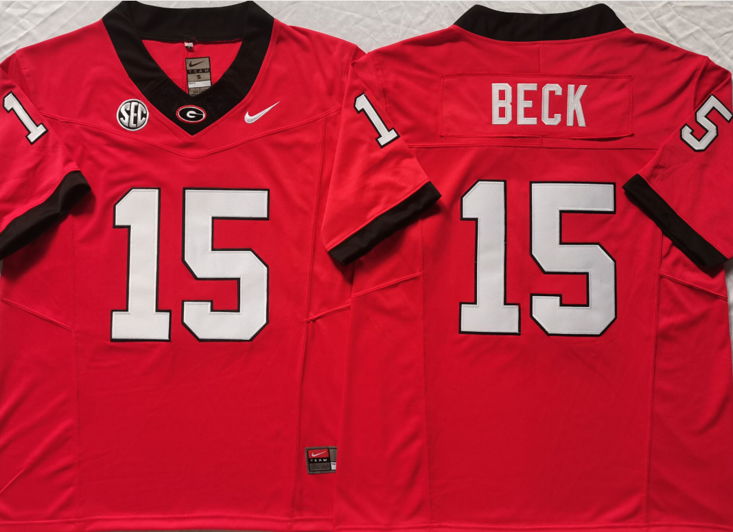 Men's Georgia Bulldogs Carson Beck #15 Red Jersey